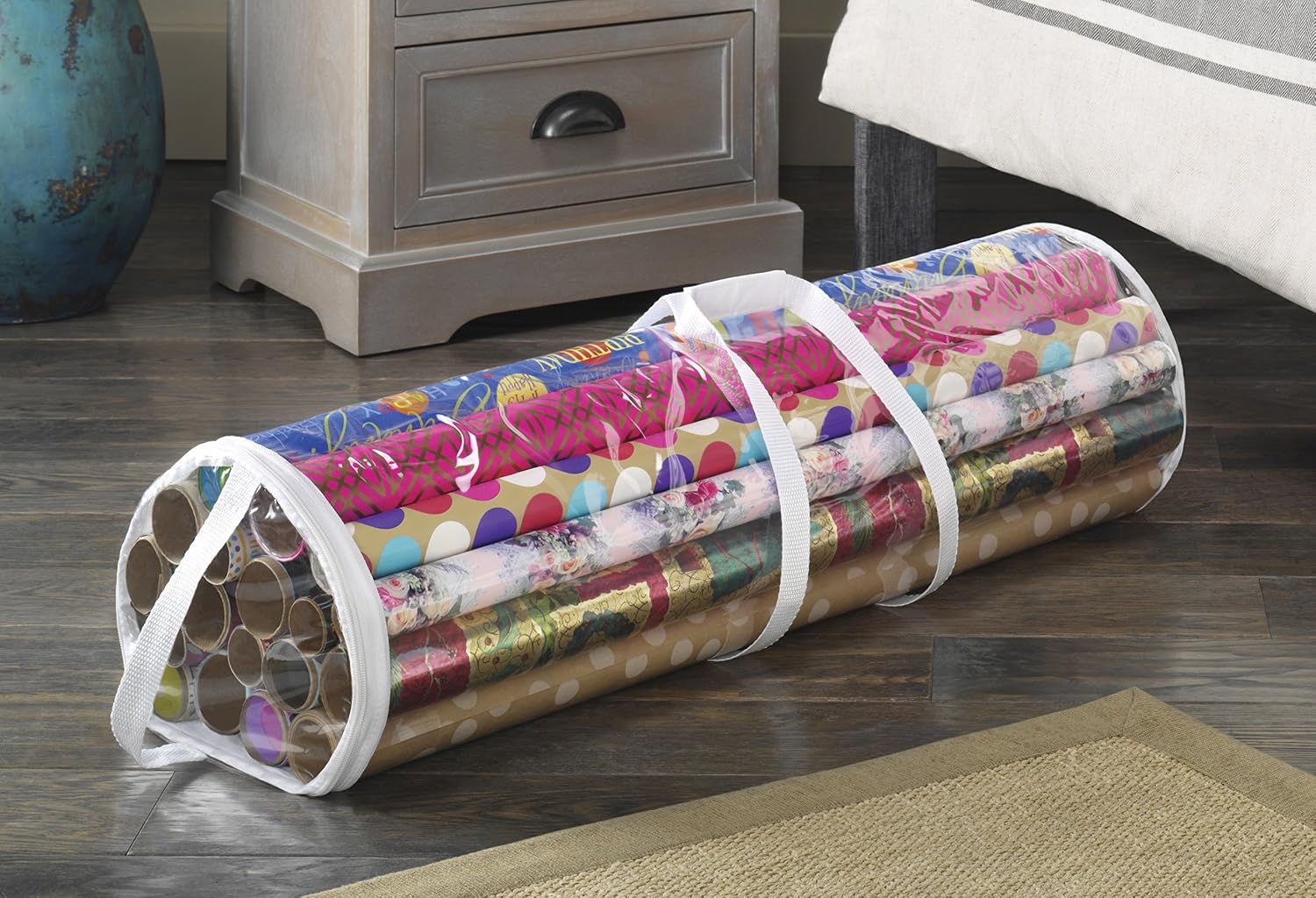 Whitmor 6044-4924 Clear Gift Wrap Organizer - Zippered Storage for 25 Rolls - Image 2